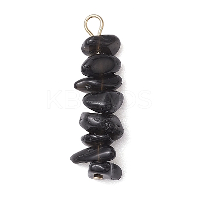 Gradient Color Natural Smoky Quartz & Natural Obsidian & Natural Labradorite Chip Beaded Pendants PALLOY-JF02795-07-1