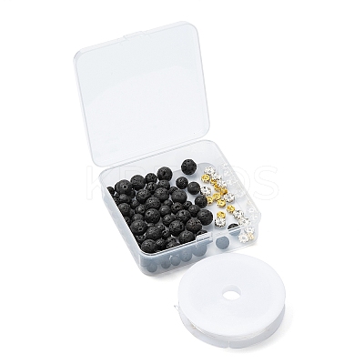 76Pcs Natural Lava Rock Round Beads for DIY Bracelet Making DIY-FS0002-01-1