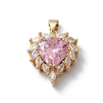 Rack Plating Brass Cubic Zirconia Pendants KK-E003-34G-1