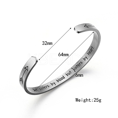 Tarnish Resistant 304 Stainless Steel Cuff Bangle for Women CR8784-5-1