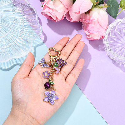 Grape Flower Butterfly Alloy Enamel Pendant Decorations HJEW-YW00149-1