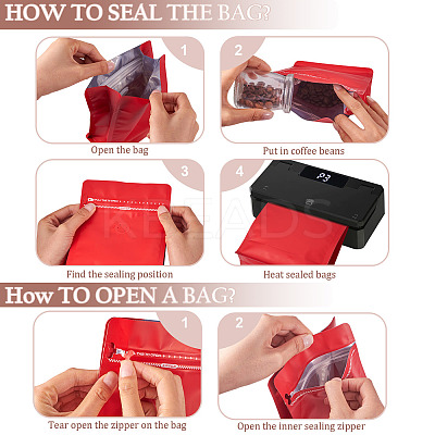 10Pcs BOPP and Aluminized PET and PE Resealable Coffee Zipper Bags with Valve ABAG-TA0001-93C-1