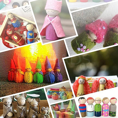 16Pcs 4 Styles Unfinished Wood Puppet WOOD-GF0002-32-1