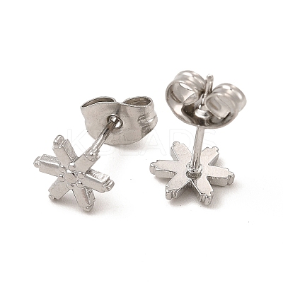 Non-Tarnish 304 Stainless Steel Snowflake Stud Earrings for Women EJEW-I281-34P-1
