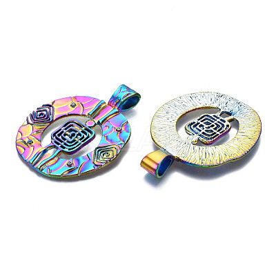 Rainbow Color Alloy Big Pendant Rhinestone Settings PALLOY-N156-197-1