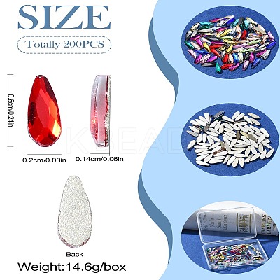 200Pcs Glass Rhinestone Cabochons MRMJ-CJC0007-17-1
