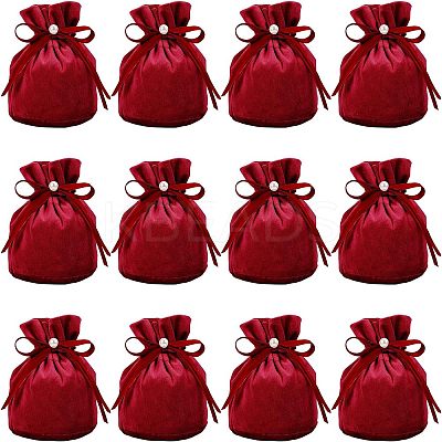 Velvet Jewelry Bags with Drawstring & Plastic Imitation Pearl TP-NB0001-20A-1