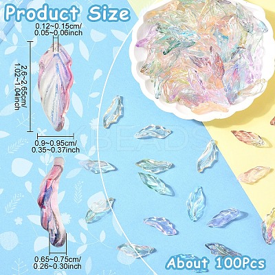 100Pcs Baking Paint Transparent Glass Pendants GLAA-YW0004-81A-1