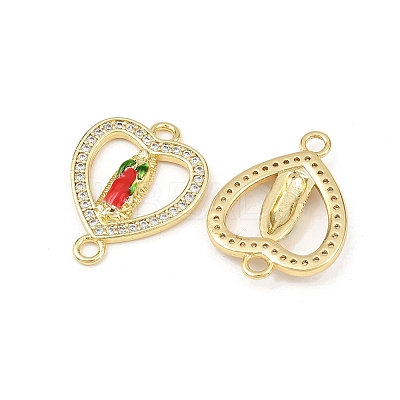 Brass Micro Pave Clear Cubic Zirconia Virgin Mary Connector Charms KK-L251-20G-01-1