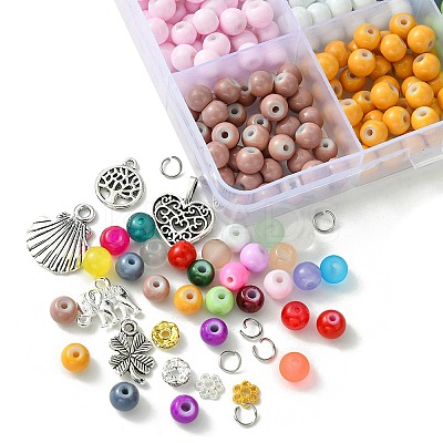 DIY Glass Beads & Alloy Pendant Bracelets Jewelry Making Kits DIY-FS0006-25-1
