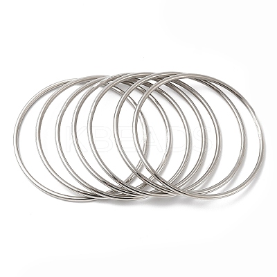 7Pcs 201 Stainless Steel Thin Plain Bangle Sets for Women BJEW-L664-022J-P01-1