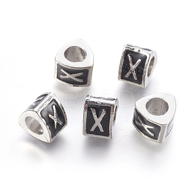 Platinum Tone Zinc Alloy Enamel European Beads X-MPDL-L001-01X-1