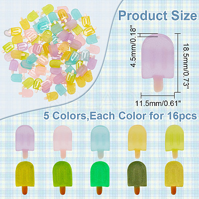 80Pcs 5 Colors Luminous Resin Decoden Cabochons RESI-AR0001-35-1