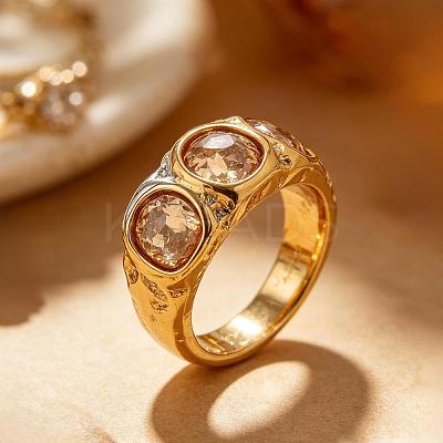 304 Stainless Steel Pave Cubic Zirconia Finger Rings WG436B6-01-1