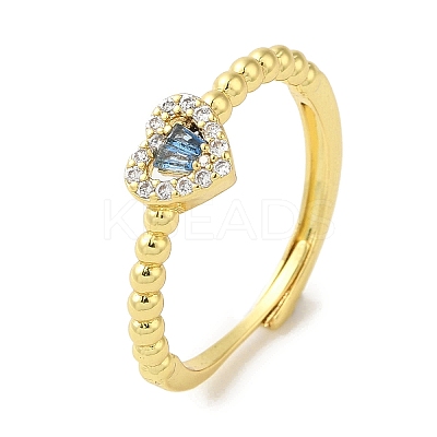 Rack Plating Brass Micro Pave Cubic Zirconia Adjustable Rings RJEW-H228-02G-1