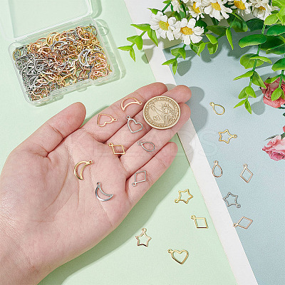 150Pcs 15 Styles 304 Stainless Steel Open Pendants STAS-WR0001-19A-1