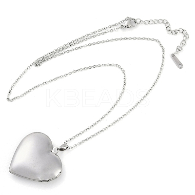 Anti-Tarnish 304 Stainless Steel Heart Locket Pendant Cable Chain Necklaces for Women LS-NJEW-M050-04E-P-1