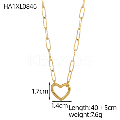 Hollow Heart 304 Stainless Steel Pendant Necklaces STAS-OY009-41G-1