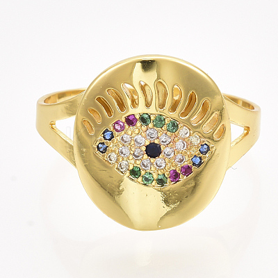Brass Micro Pave Cubic Zirconia Cuff Rings RJEW-S044-031-1