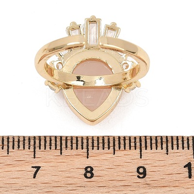 Brass with Natural Rose Quartz Finger Rings GG-CBACC2B-07G-08-1