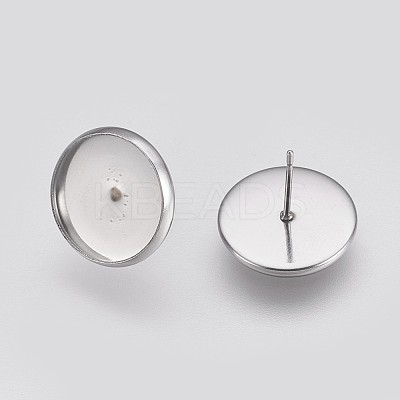Non-Tarnish 304 Stainless Steel Earring Cabochon Settings LS-X-STAS-E426-85B-P-1