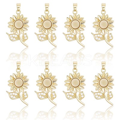 8Pcs Brass Micro Pave Cubic Zirconia with Resin Pendants KK-BBC0020-65-1