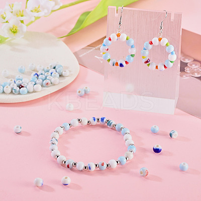 50Pcs 5 Colors Handmade Porcelain Beads PORC-TADJ0001-06A-1