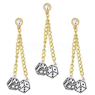 3Pcs Alloy Micro Pave Clear Cubic Zirconia Pin JEWB-FH0003-25B-1