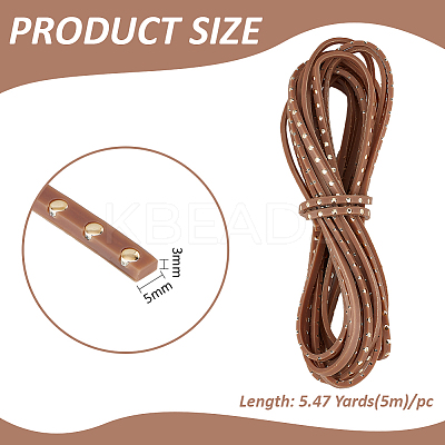 Flat Leather Craft Shoemaker Cord with Metal Rivet AJEW-WH0561-08A-1