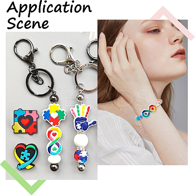 5 Styles Infantile Autism Theme Silicone Focal Beads SIL-SC0002-41-1