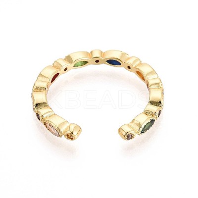 Brass Micro Pave Cubic Zirconia Cuff Rings for Women LS-KK-T071-68G-1