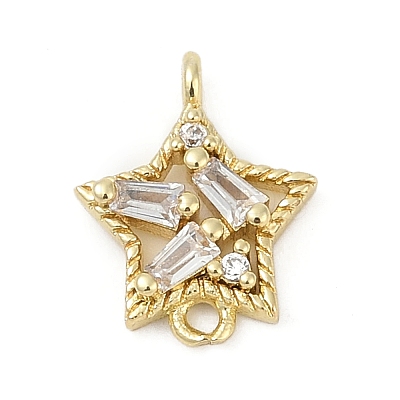 Brass Clear Cubic Zirconia Connector Charms LS-KK-Z094-03G-02-1