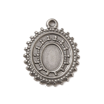 304 Stainless Steel Pendant Cabochon Settings STAS-G344-09P-1