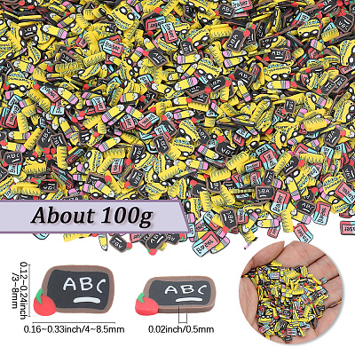 100G Back-to-School Season Polymer Clay Cabochons CLAY-SC0002-80-1