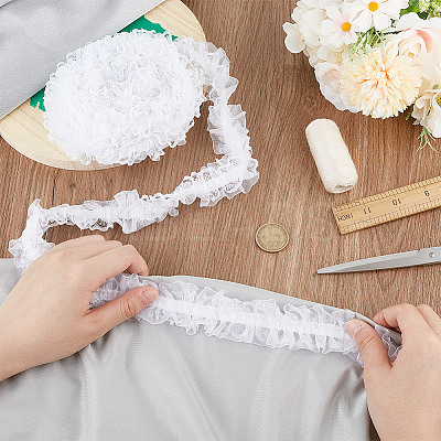 10M Cotton Mesh Pleated Elastic Lace Ribbon OCOR-DR0001-06-1