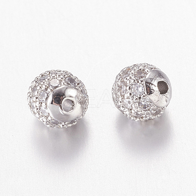 Brass Micro Pave Cubic Zirconia Beads ZIRC-L067-36-P-NR-1
