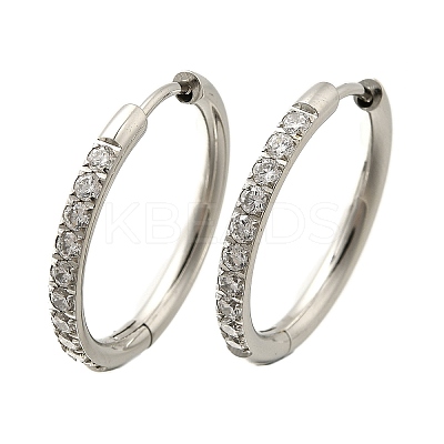 304 Stainless Steel Micro Pave Clear Cubic Zirconia Huggie Hoop Earrings EJEW-C096-01H-P01-1