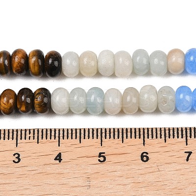 Natural Polychrome Jasper & Flower Amazonite & Tiger Eye & Dyed White Jade & White Jade & Lemon Jade Beads Strands G-Z135-C01-1