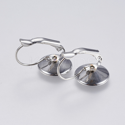 Tarnish Resistant 304 Stainless Steel Leverback Earring Settings STAS-F139-051P-12mm-1