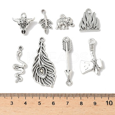 40Pcs 8 Styles Tibetan Style Alloy Pendants TIBEP-FP0001-17-1