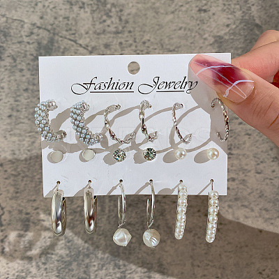 Alloy & Plastic Pearl Earring Sets WG17A46-29-1