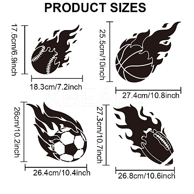 4Pcs 4 Styles Sport Ball PET Hollow Out Drawing Painting Stencils DIY-MA0004-14-1