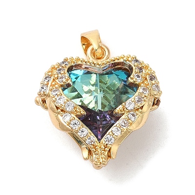 Rack Plating Brass Micro Pave Cubic Zirconia Pendants X-KK-U022-01G-1