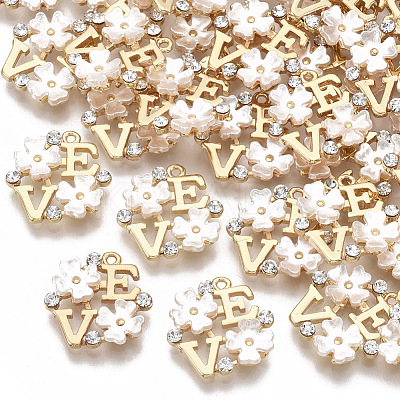 Brass Cubic Zirconia Charms KK-T055-014G-NF-1