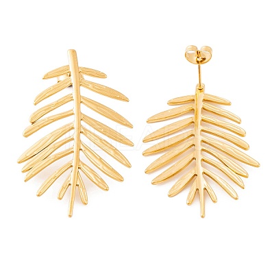 Ion Plating(IP) 304 Stainless Steel Stud Earrings for Women EJEW-L272-034G-06-1