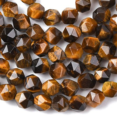 Faceted Natural Tiger Eye Beads Strands G-K066-01-10mm-1