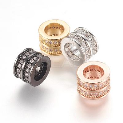 Brass Micro Pave Cubic Zirconia European Beads ZIRC-F062-11-1