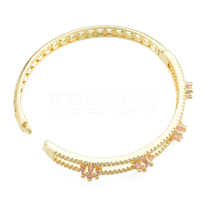 Cubic Zirconia Star Hinged Bangle BJEW-N012-050-1