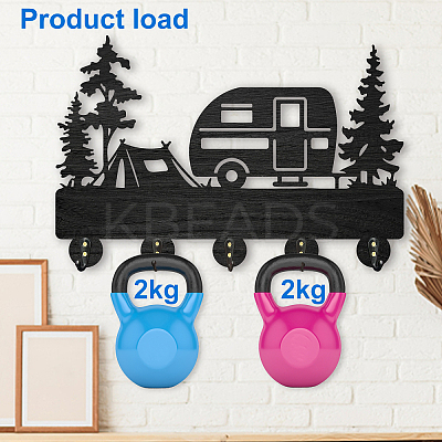 Wood & Iron Wall Mounted Hangers HJEW-WH0055-006-1