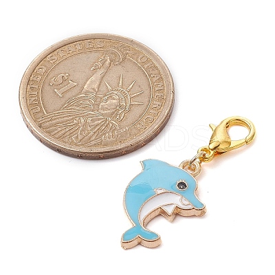Dolphin Alloy Enamel Pendant Decorations HJEW-JM01622-1